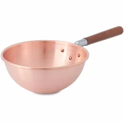 Viadurini Kitchen Kochgeschirr-Glatte Bastardella aus massivem Kupfer mit Holzgriff 22 cm - Giampiero