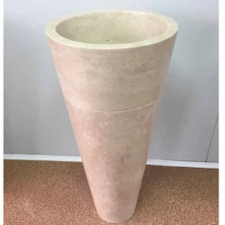 Viadurini Bathroom Steinwaschbecken-Glänzendes weißes konisches freistehendes Waschbecken Igor, handgemacht vom Entwurf