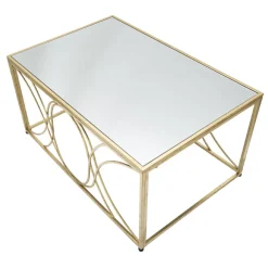Viadurini Living Moderne Couchtische-Gold Couchtisch mit Spiegelplatte und Eisenstruktur - Emilia