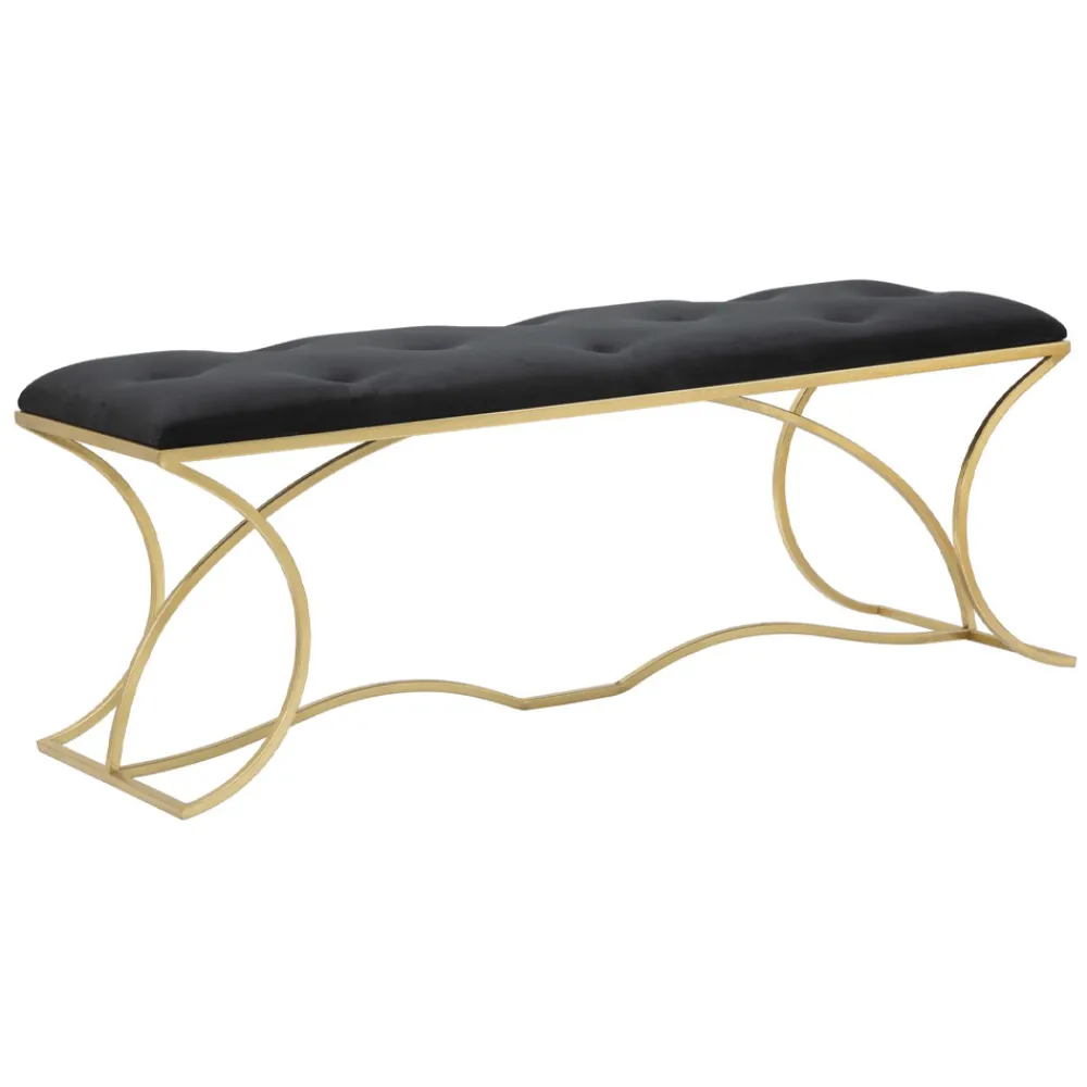 Viadurini Living Moderne Wohnzimmerbank-Goldene Bank mit Eisenstruktur und Sitz mit Stoffbezug - Symbol