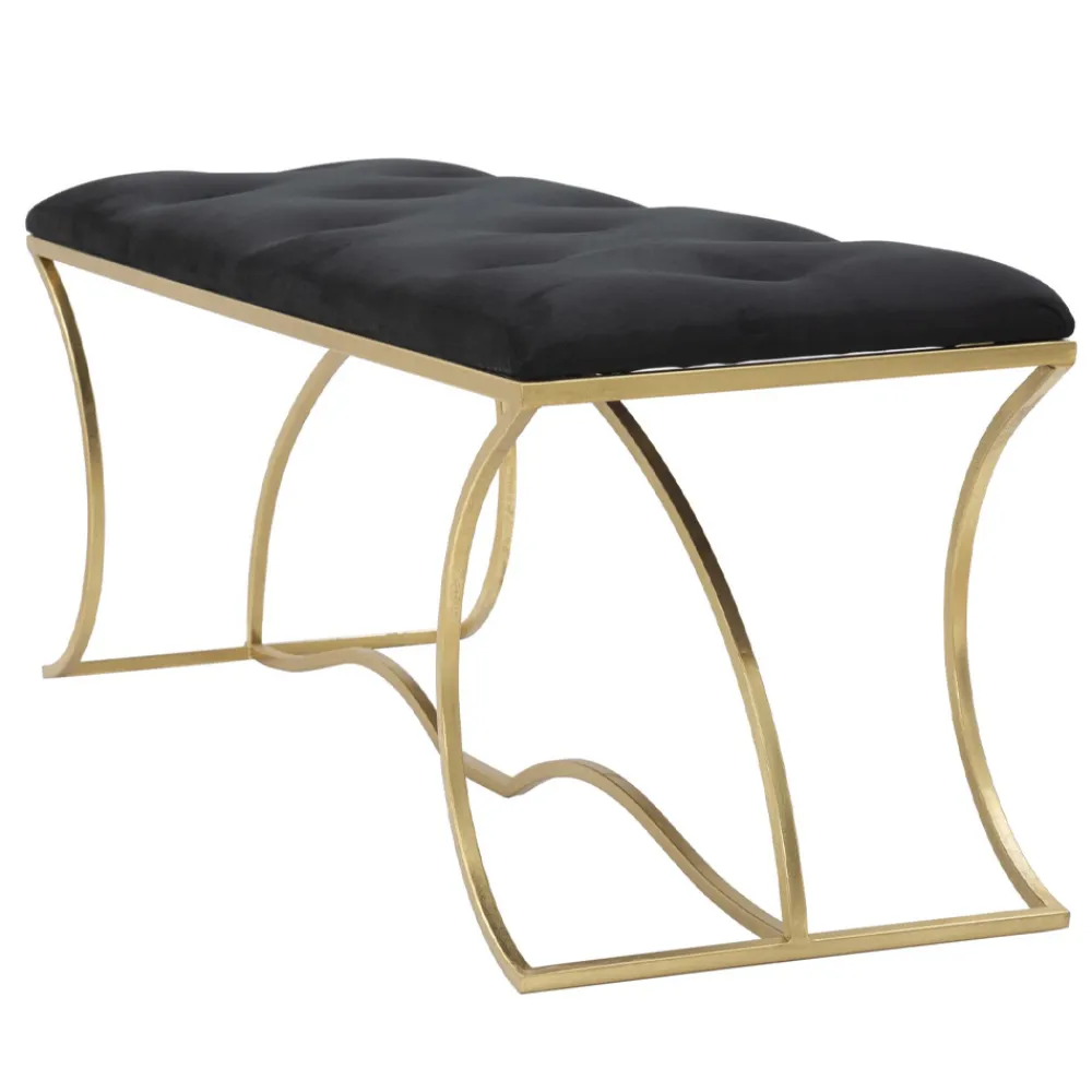 Viadurini Living Moderne Wohnzimmerbank-Goldene Bank mit Eisenstruktur und Sitz mit Stoffbezug - Symbol