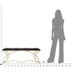 Viadurini Living Moderne Wohnzimmerbank-Goldene Bank mit Eisenstruktur und Sitz mit Stoffbezug - Symbol