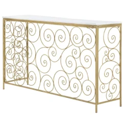 Viadurini Living Konsolentisch Flur-Goldene Eingangskonsole mit Eisenstruktur und Marmorplatte - Carlotta