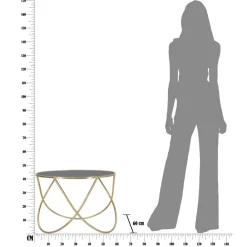 Viadurini Living Moderne Couchtische-Goldener Couchtisch aus Eisen mit runder schwarzer Glasplatte - Rebel