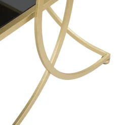 Viadurini Living Moderne Couchtische-Goldener Couchtisch aus Eisen mit 2 schwarzen Glasplatten - Serpico