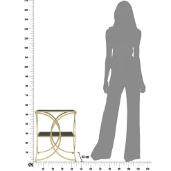 Viadurini Living Moderne Couchtische-Goldener Couchtisch aus Eisen mit 2 schwarzen Glasplatten - Serpico