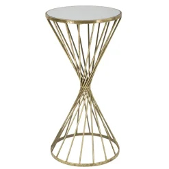 Viadurini Living Moderne Couchtische-Goldener Couchtisch aus Eisen mit Spiegelplatte - Apricot