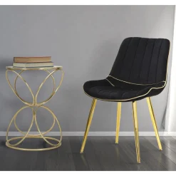 Viadurini Living Moderne Couchtische-Goldener Couchtisch mit Glasplatte und Eisengestell - Devon