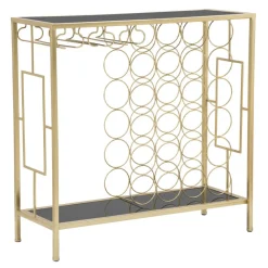 Viadurini Living Konsolentisch Flur-Goldener Flaschenhalter aus Glas mit Eisenstruktur - Vicio