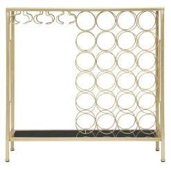 Viadurini Living Konsolentisch Flur-Goldener Flaschenhalter aus Glas mit Eisenstruktur - Vicio