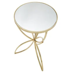 Viadurini Living Moderne Couchtische-Goldfarbener Couchtisch aus Eisen mit runder Spiegelplatte - Umari