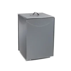 Viadurini Leather Kaminholzständer Aus Leder Und Kunstleder-Grauer Leder-Holzbehälter mit Rädern, hergestellt in Italien – Ausstellungsstück