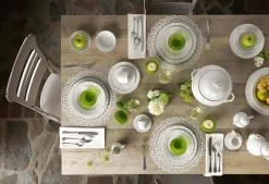 Viadurini Kitchen Küchenzubehör-Große Terrine und Tablett in weißem Porzellan verziert - Gimignano