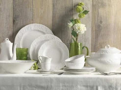 Viadurini Kitchen Küchenzubehör-Große Terrine und Tablett in weißem Porzellan verziert - Gimignano