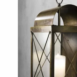 Il Fanale Gartenlaternen-Große Wandlaterne aus  Eisen/ Messing mit Kerzenhalter