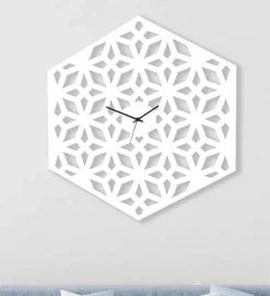 Viadurini Time Design Wanduhren-Große Wanduhr aus weißem taubengrauem oder grünem Designholz - Tarto