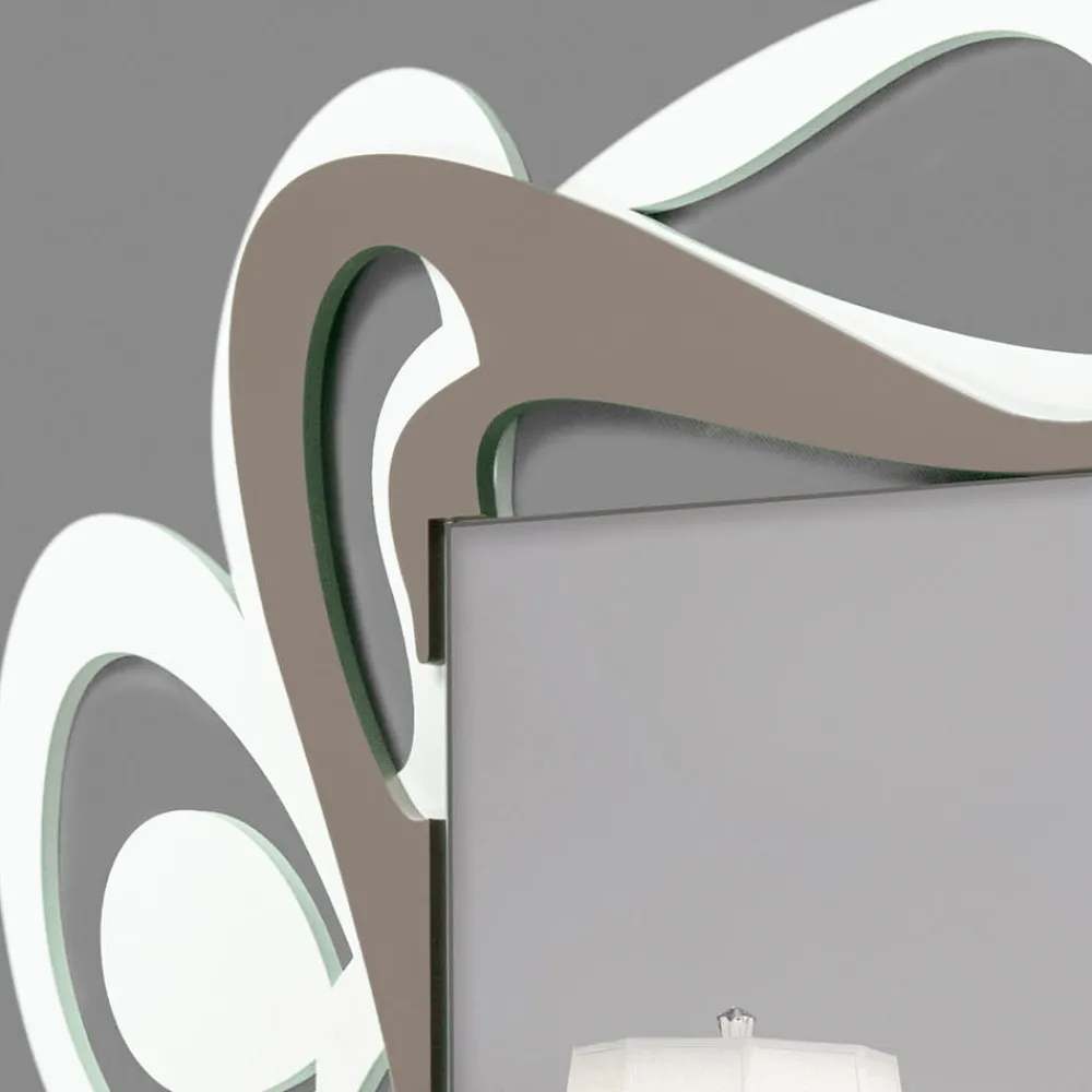 Viadurini Decor Wandspiegel-Großer dekorativer Wandspiegel im modernen Design in Weiß und Kakao – Bocchio