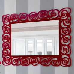 Viadurini Decor Wandspiegel-Großer moderner Wandspiegel aus rotem Plexiglas - Rosalinda