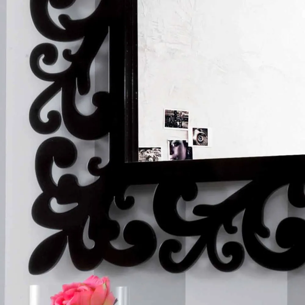 Viadurini Decor Wandspiegel-Großer rechteckiger Wandspiegel mit modernem Design aus schwarzem Holz - Manola