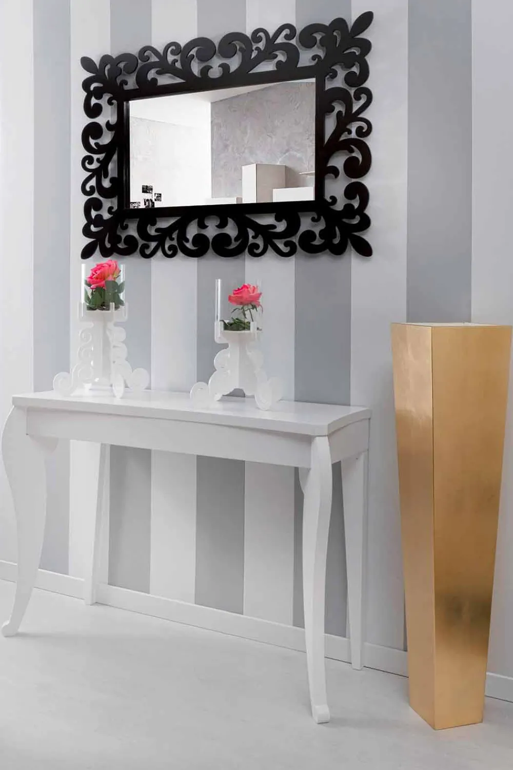 Viadurini Decor Wandspiegel-Großer rechteckiger Wandspiegel mit modernem Design aus schwarzem Holz - Manola