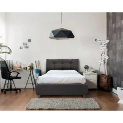 Viadurini Night Design Polsterbetten 120X190-Großes Bett mit gepolstertem Kopfteil und gepolsterten Füßen, hergestellt in Italien – Aaron