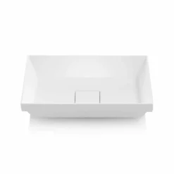 Viadurini Bathroom Harzwaschbecken-Halbeinbauwaschbecken aus weißem Harz mit Abflussabdeckung in modernem Design - Gelataro