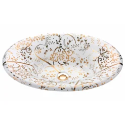 Viadurini Bathroom Waschbecken Aus Fire Clay-Halbeinbauwaschbecken aus Schamotteton mit goldener Spirale, hergestellt in Italien – Principe