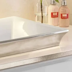 Viadurini Bathroom Waschbecken Aus Fire Clay-Halbeinbauwaschbecken aus Platin und gold 24 Karat, Guido