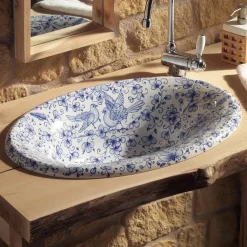 Viadurini Bathroom Waschbecken Aus Fire Clay-Halbeinbauwaschbecken aus handbemaltem Schamott, hergestellt in Italien – Principe