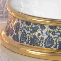 Viadurini Bathroom Waschbecken Aus Fire Clay-Halbeinbauwaschbecken aus fire clay und 24k Gold handgemacht in Italien, Manilo