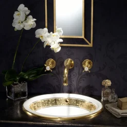 Viadurini Bathroom Waschbecken Aus Fire Clay-Halbeinbauwaschbecken aus Fire Clay mit Band in verschiedenen Ausführungen – Botticino