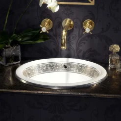 Viadurini Bathroom Waschbecken Aus Fire Clay-Halbeinbauwaschbecken aus Fire Clay mit Band in verschiedenen Ausführungen – Botticino