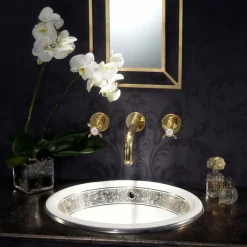 Viadurini Bathroom Waschbecken Aus Fire Clay-Halbeinbauwaschbecken aus Fire Clay mit Band in verschiedenen Ausführungen – Botticino