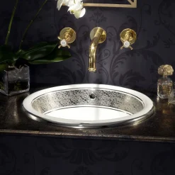 Viadurini Bathroom Waschbecken Aus Fire Clay-Halbeinbauwaschbecken aus Fire Clay mit Band in verschiedenen Ausführungen – Botticino