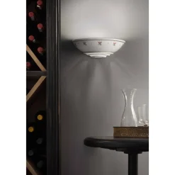 Ferroluce Vintage Wandleuchten-Halbmond-Wandleuchte aus Keramik, handbemalt, floral - Triest