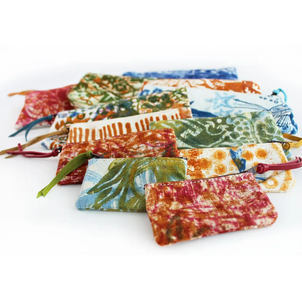 Viadurini by Marchi 1633 Italienische Mode-Handbedruckte einteilige Clutch aus Baumwolle, 2 Stück - Viadurini von Marchi