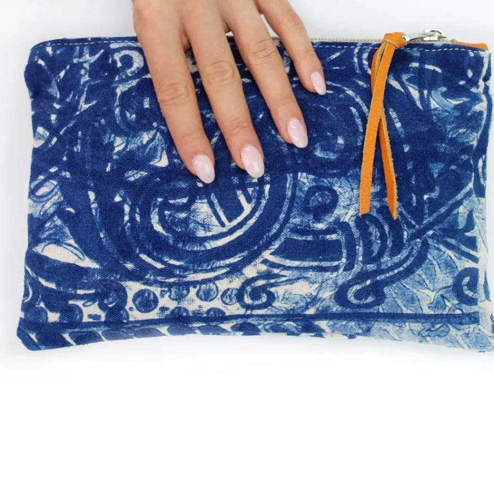 Viadurini by Marchi 1633 Italienische Mode-Handbedruckte einteilige Clutch aus Baumwolle, 2 Stück - Viadurini von Marchi