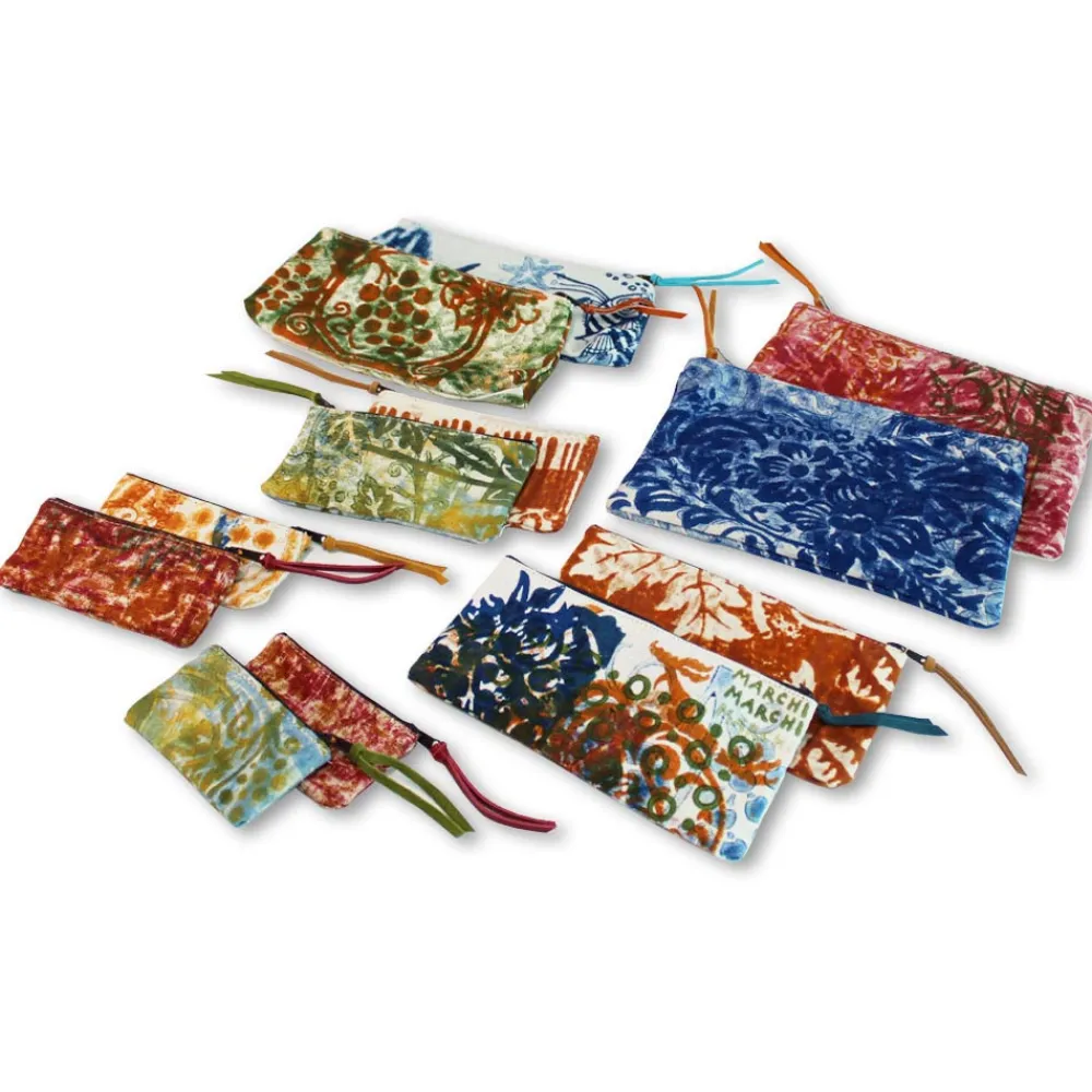 Viadurini by Marchi 1633 Italienische Mode-Handbedruckte einteilige Clutch aus Baumwolle, 2 Stück - Viadurini von Marchi