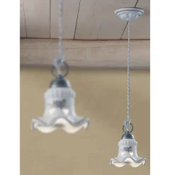 Ferroluce Pendelleuchten Vintage-Handbemalte handbemalte Pendelleuchte aus Eisen und Keramik - Chieti