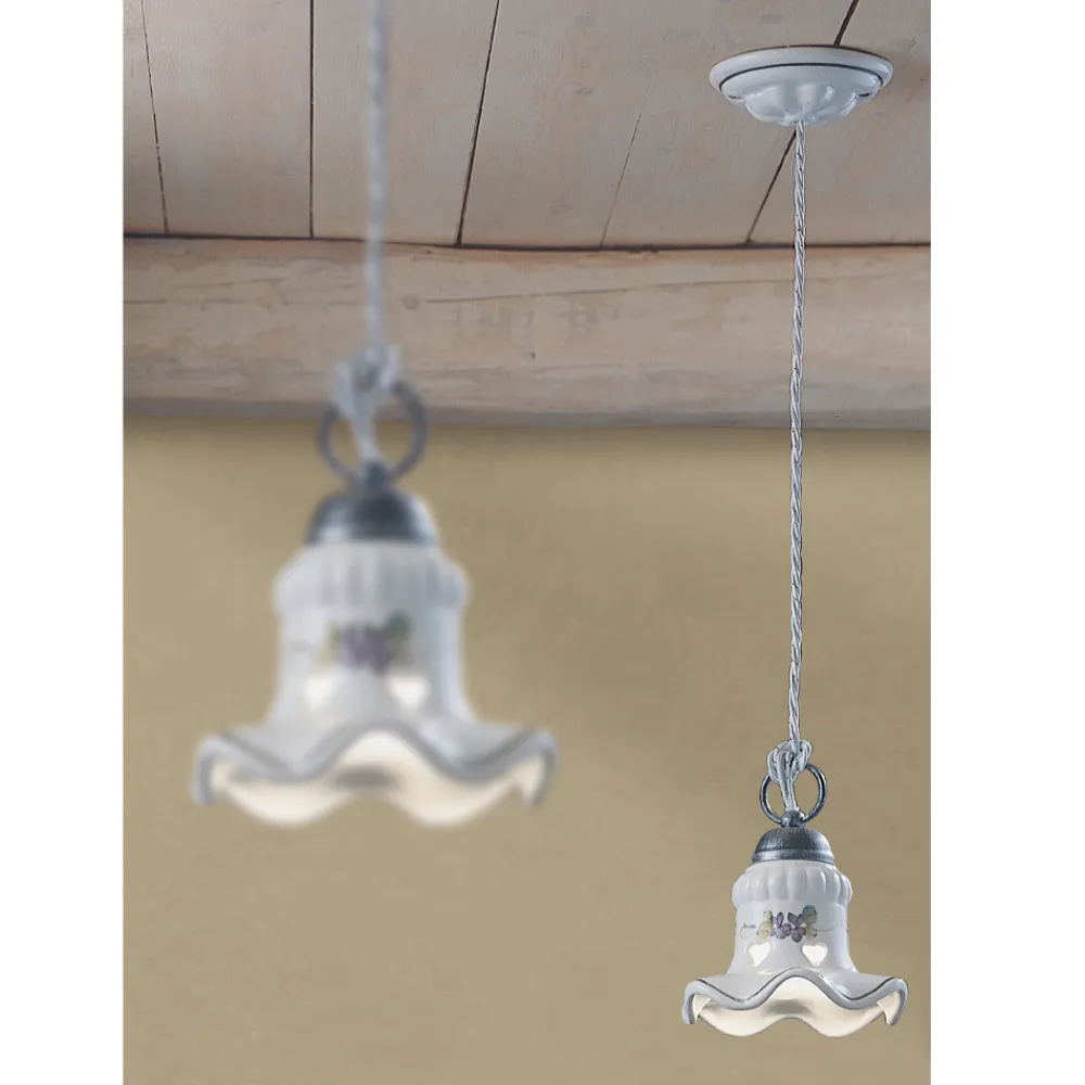 Ferroluce Pendelleuchten Vintage-Handbemalte handbemalte Pendelleuchte aus Eisen und Keramik - Chieti