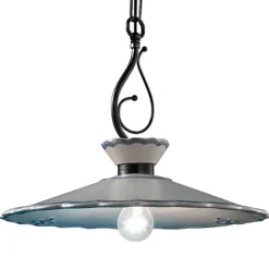 Ferroluce Pendelleuchten Vintage-Handbemalte Hängelampe aus Keramik mit Stickereieffekt - Ravenna