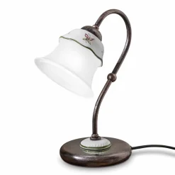 Ferroluce Vintage Tischlampen-Handbemalte Vintage Tischlampe aus Eisen, Glas und Keramik - Ferrara