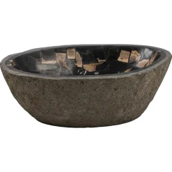 Viadurini Bathroom Steinwaschbecken-Handgearbeitete Waschtischplatte im Flussstein, Palizzi