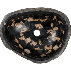 Viadurini Bathroom Steinwaschbecken-Handgearbeitete Waschtischplatte im Flussstein, Palizzi