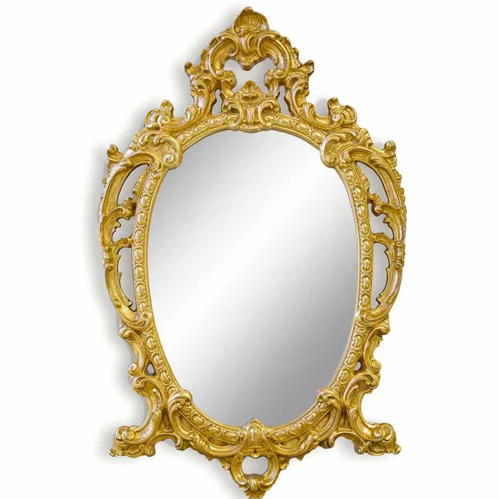 Viadurini Classic Wandspiegel-Handgearbeiteter ovaler Wandspiegel aus Holz hergestellt in Italien Roberto