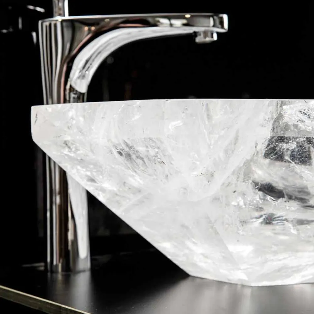 Viadurini Bathroom Steinwaschbecken-Handgearbeitetes Aufsatzwaschbecken aus Bergkristall - Falvaterra