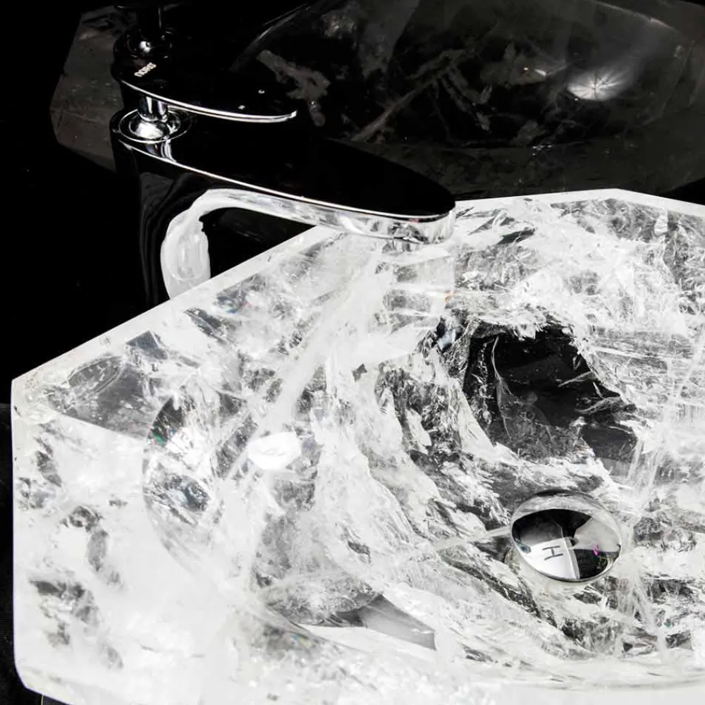 Viadurini Bathroom Steinwaschbecken-Handgearbeitetes Aufsatzwaschbecken aus Bergkristall - Falvaterra