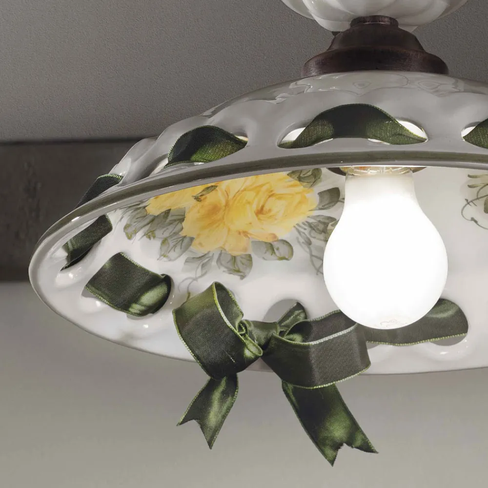 Ferroluce Vintage Deckenleuchten-Handgefertigte Deckenlampe aus Metall und Keramik mit Passanastri - Neapel