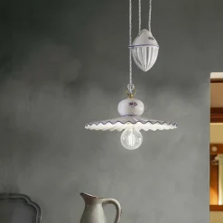 Ferroluce Pendelleuchten Vintage-Handgefertigte Keramik-Hängelampe aus Keramik und Eisen – Rom