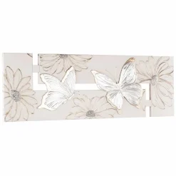 Viadurini Decor Handgemalte Bilder-Handgefertigte Malerei mit Schmetterlinge in doppelte L-Form made in Italy Martina